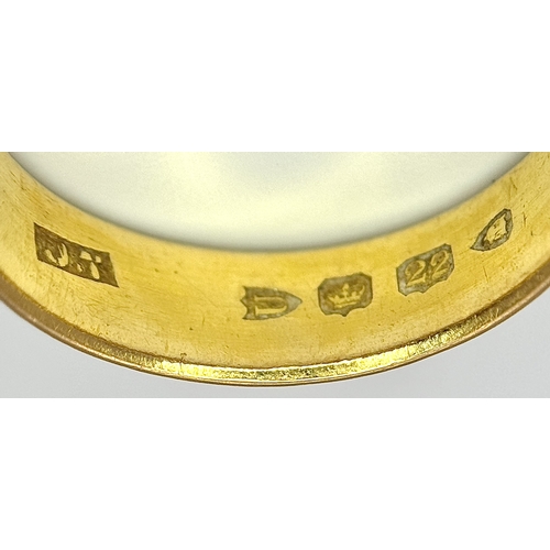 10 - A 22K Yellow Gold Band Ring. 5mm band width. Size M. 4.24g weight.
