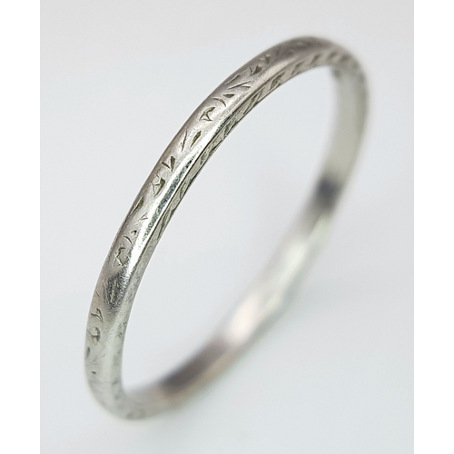 143 - A Vintage Platinum Band Ring. 3mm width. Size P 1/2. 2.3g.