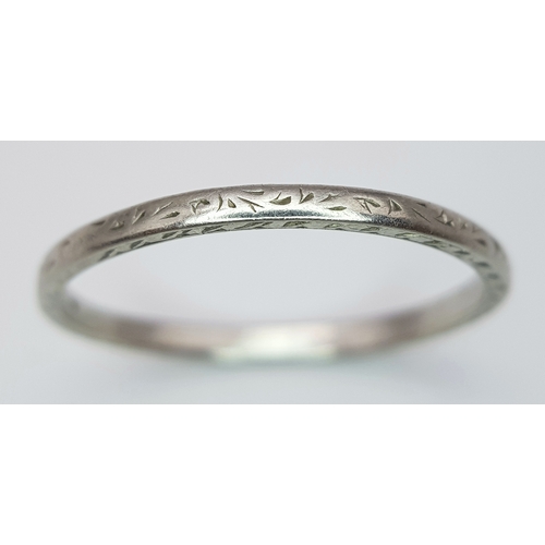 143 - A Vintage Platinum Band Ring. 3mm width. Size P 1/2. 2.3g.
