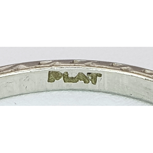143 - A Vintage Platinum Band Ring. 3mm width. Size P 1/2. 2.3g.