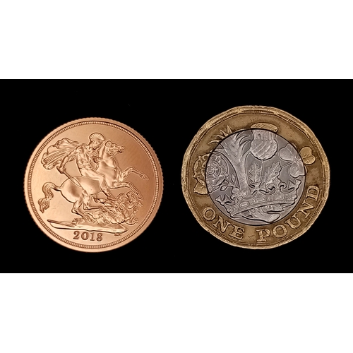22 - A 2018 QEII 22K Gold Full Sovereign Coin.