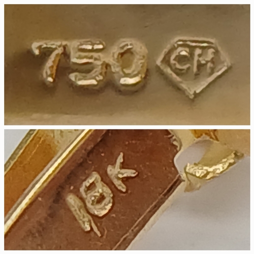 60 - A Decorative 18K Yellow Gold Two Piece Necklace Clasp. 3.1g total weight.