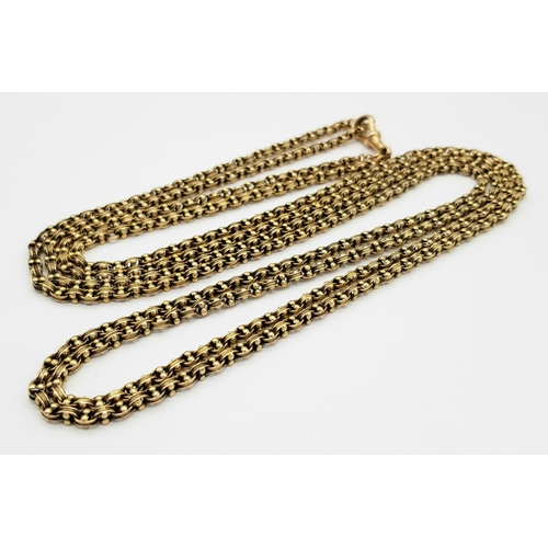 8 - A 9K Yellow Gold Long Albert Chain. 165cm length, 40.83g weight.