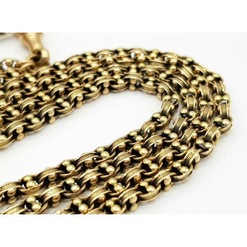 8 - A 9K Yellow Gold Long Albert Chain. 165cm length, 40.83g weight.