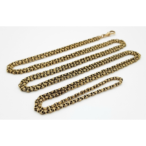8 - A 9K Yellow Gold Long Albert Chain. 165cm length, 40.83g weight.