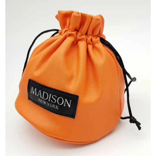 127 - A Maddison of New York Cat-Face Quartz Unisex Watch. Two tone leather strap. Stainless steel case - ... 