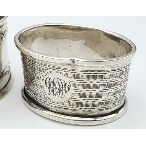 141 - Four Different Style Sterling Silver Napkin Rings. 97g total weight.