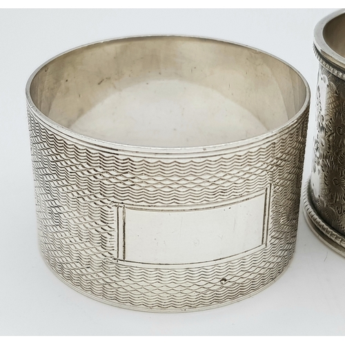 141 - Four Different Style Sterling Silver Napkin Rings. 97g total weight.