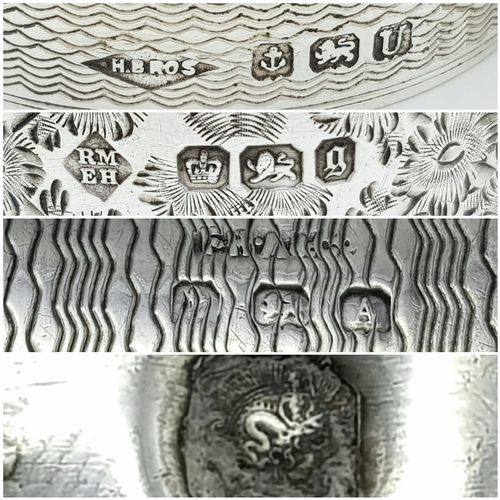 141 - Four Different Style Sterling Silver Napkin Rings. 97g total weight.