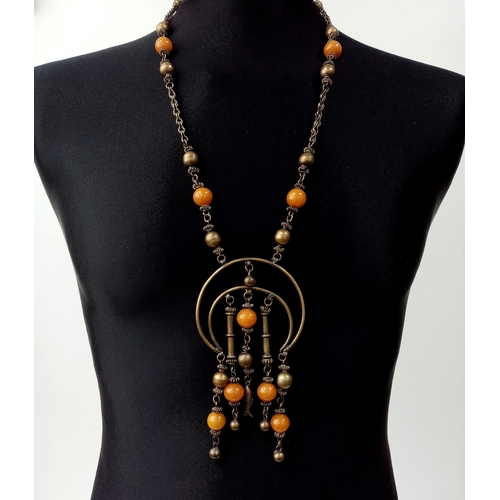 169 - A Vintage Statement Berber Necklace. Very good condition. 74cm length. 15cm hanging pendant.