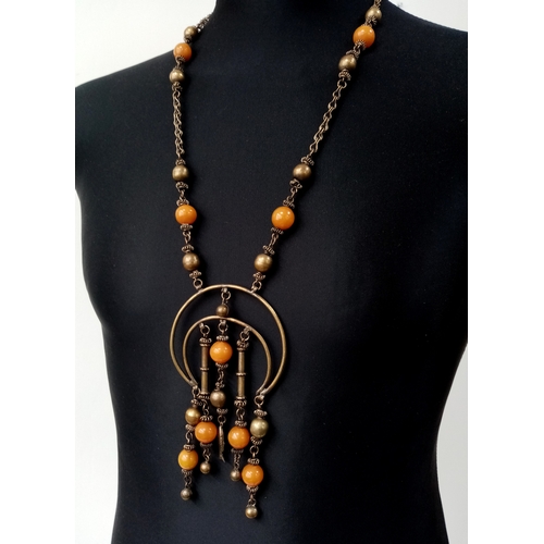 169 - A Vintage Statement Berber Necklace. Very good condition. 74cm length. 15cm hanging pendant.