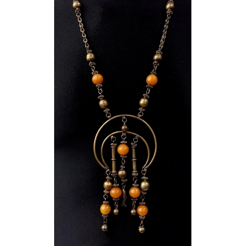 169 - A Vintage Statement Berber Necklace. Very good condition. 74cm length. 15cm hanging pendant.