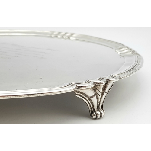 171 - A Vintage Garrard and Co. Sterling Silver Salver. Originally a wedding gift. Hallmarks for London 19... 