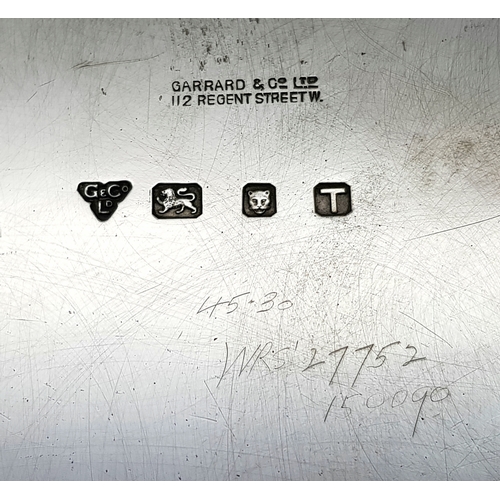 171 - A Vintage Garrard and Co. Sterling Silver Salver. Originally a wedding gift. Hallmarks for London 19... 