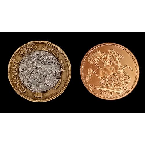 172 - A 2018 QEII 22K Gold Full Sovereign Coin.