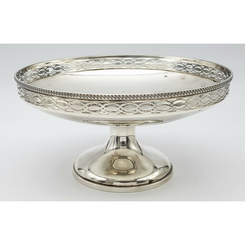 178 - A Vintage Mappin and Webb Sterling Silver Fruit Bowl. Pierced decorative rim. Circular pedestal base... 