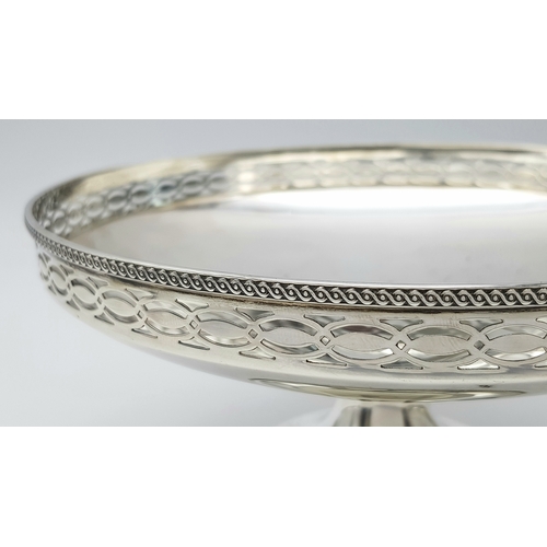 178 - A Vintage Mappin and Webb Sterling Silver Fruit Bowl. Pierced decorative rim. Circular pedestal base... 