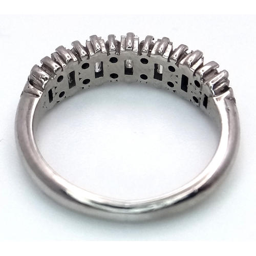 47 - AN 18K WHITE GOLD MIXED CUT DIAMOND RING - 0.35CTW. 4G. SIZE J. SC-1093.