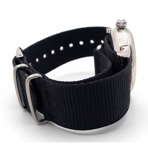 55 - A Montblanc Meisterstuck Mechanical (hand-wind) Gents Watch. Black textile strap. Stainless steel ca... 