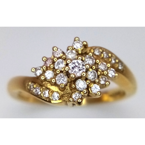 57 - An 18k yellow gold diamond cluster ring. 4.8g total weight. 0.45ct diamond weight. size O.  Ref: 571... 
