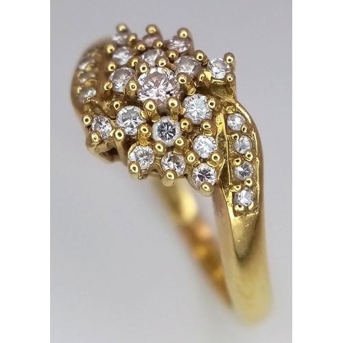 57 - An 18k yellow gold diamond cluster ring. 4.8g total weight. 0.45ct diamond weight. size O.  Ref: 571... 
