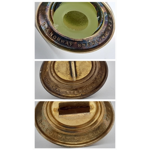 22 - Three Vintage David Anderson, Norwegian, Owl Salt and Pepper Shakers!  - Enamel and Gilded Sterling ... 