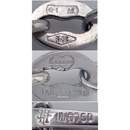 29 - An 18K White Gold Diamond Leaf Form Pendant on an 18K Gold Disappearing White Necklace. c.0.90ctw. 2... 