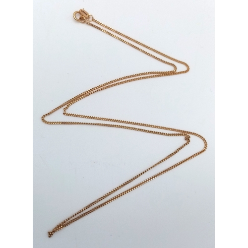 49 - Beautiful 9 CARAT GOLD FINE CHAIN LINK NECKLACE. 1.45 grams. 46 cm.