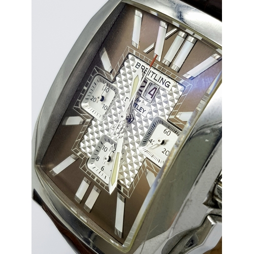 6 - A Breitling for Bentley, Flying B Chronograph Gents Automatic Watch. Model A44365. Brown leather str... 