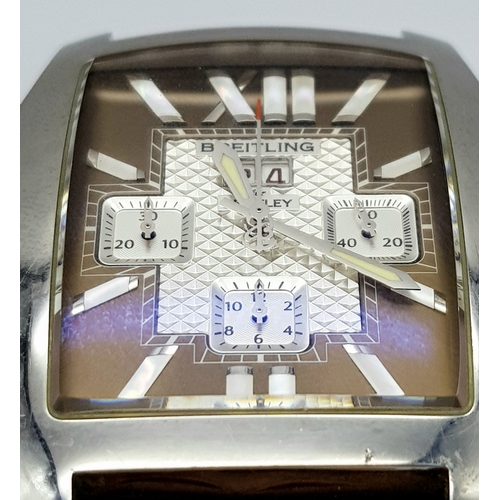 6 - A Breitling for Bentley, Flying B Chronograph Gents Automatic Watch. Model A44365. Brown leather str... 