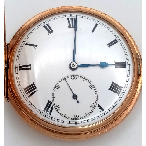 2 - An Antique 9K Gold Full Hunter Pocket Watch. Top winder. 50mm gold case. Birmingham hallmarks. In wo... 