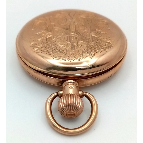2 - An Antique 9K Gold Full Hunter Pocket Watch. Top winder. 50mm gold case. Birmingham hallmarks. In wo... 