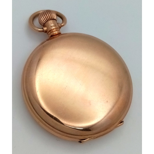 2 - An Antique 9K Gold Full Hunter Pocket Watch. Top winder. 50mm gold case. Birmingham hallmarks. In wo... 