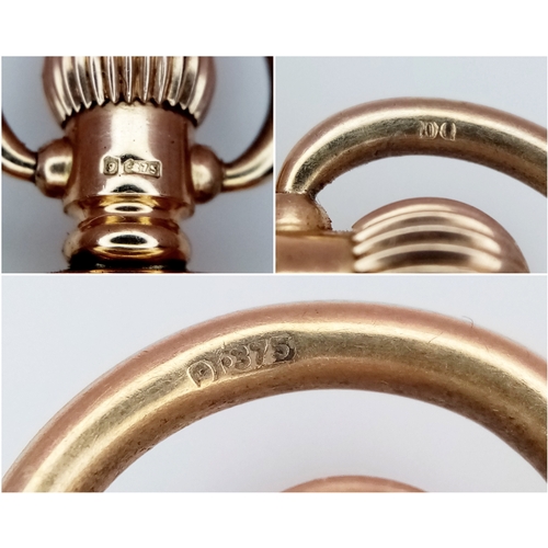 2 - An Antique 9K Gold Full Hunter Pocket Watch. Top winder. 50mm gold case. Birmingham hallmarks. In wo... 