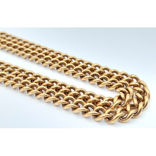 4 - An Antique 9K Rose Gold Albert Chain. Classic T-bar with twin curb link chains and lobster clasps. 2... 