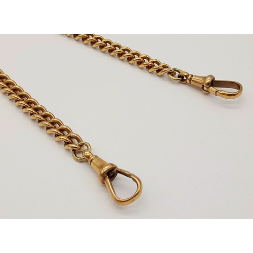 4 - An Antique 9K Rose Gold Albert Chain. Classic T-bar with twin curb link chains and lobster clasps. 2... 