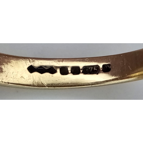 51 - A Vintage 9K Yellow Gold, Ruby and Diamond Ring. Alternating gemstones. Size L 1/2. 2.44g total weig... 