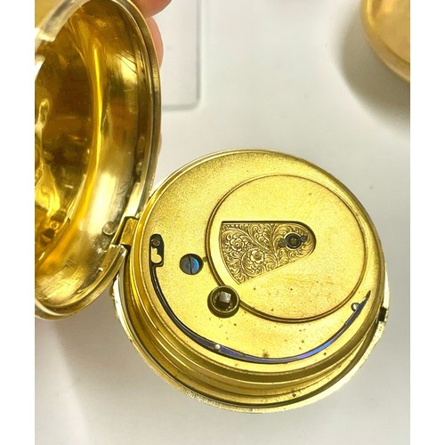 44 - An antique rare silver gilded fusee pair case pocket watch , Harvey family sailed to Brisbane c1883.... 