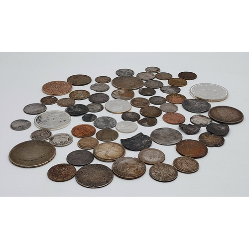 59 - An Interesting Small Collection of Global Silver Coins - A few nice ones! 215g