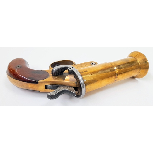 336 - A deactivated Shermuly bell mouth brass single shot flare pistol, 5 inch barrel length, 27mm calibre... 