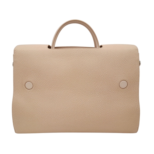 95 - A Christian Dior Beige Grained Calfskin Diorama Satchel Bag. Beigh textile exterior with silver-tone... 