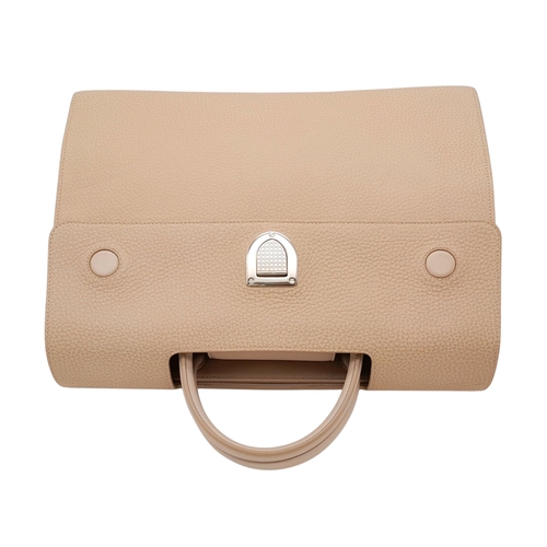 95 - A Christian Dior Beige Grained Calfskin Diorama Satchel Bag. Beigh textile exterior with silver-tone... 