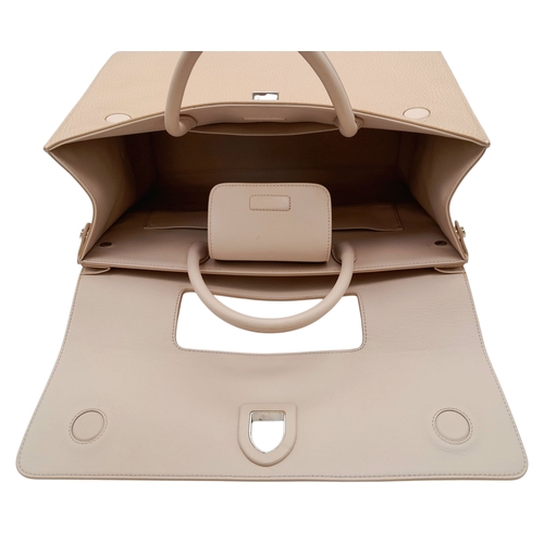 95 - A Christian Dior Beige Grained Calfskin Diorama Satchel Bag. Beigh textile exterior with silver-tone... 