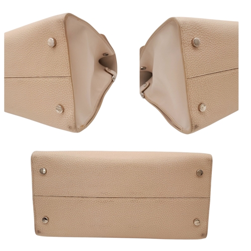 95 - A Christian Dior Beige Grained Calfskin Diorama Satchel Bag. Beigh textile exterior with silver-tone... 