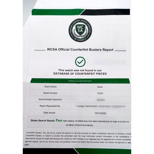 17 - A Rolex Oyster Perpetual Date Automatic Gents Watch. Model 15200. Stainless steel bracelet and case ... 