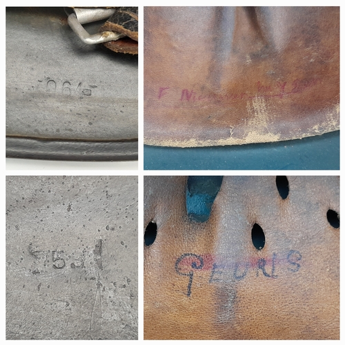 185 - WW2 German Double Decal M40 Helmet with liner and chin strap. Maker Quist Esslingen. Size 64.