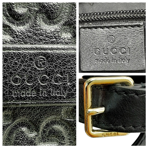 188 - A Gucci Black GG Messenger Guccissima Leather Crossbody Bag. Black Guccissima-embossed leather exter... 