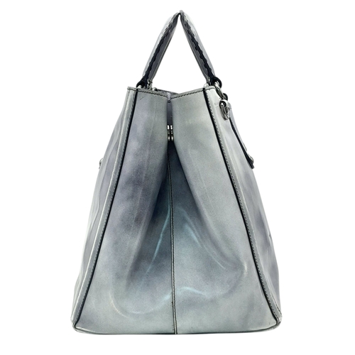 215 - A Prada Silver Vitello Daino Leather Tote Bag. Silver metallic-finish leather exterior with silver-t... 