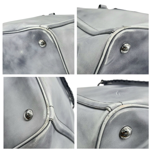 215 - A Prada Silver Vitello Daino Leather Tote Bag. Silver metallic-finish leather exterior with silver-t... 