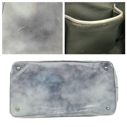 215 - A Prada Silver Vitello Daino Leather Tote Bag. Silver metallic-finish leather exterior with silver-t... 